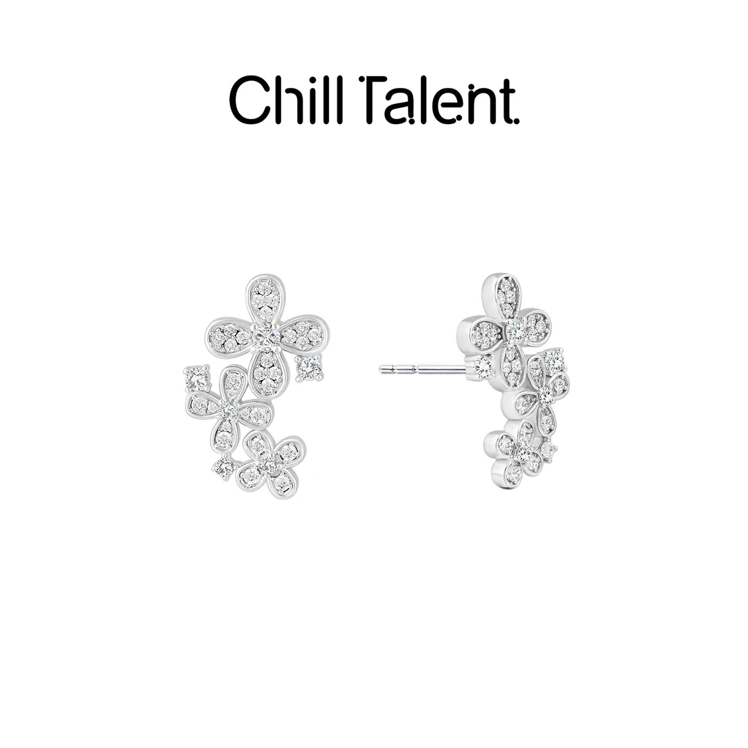 铜合金锆石耳饰 【新品】繁星四叶草耳饰时尚精致简约气质百搭