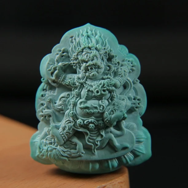 原矿绿松石雾霾蓝大黑天 尺寸32.6×40×14.5mm，重24.6g，王淼大师