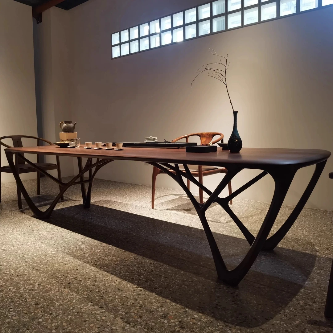 北美黑胡桃木实木茶桌新中式茶台拱桥高端办公室禅意茶室干泡茶台