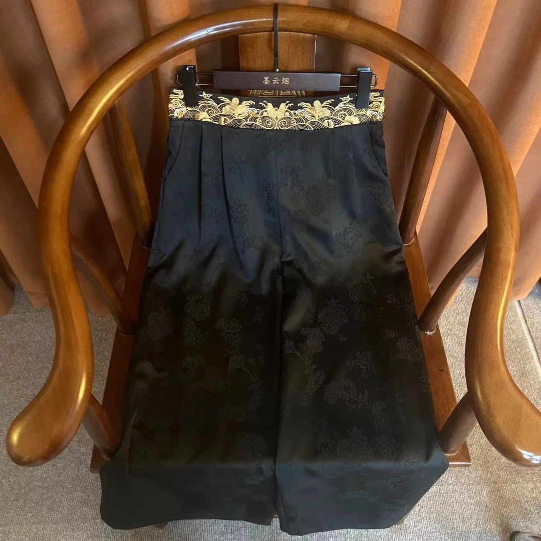 【瑜月】气质复古直筒裤阔腿裤女中国风百搭气质裤子新中式女士裤