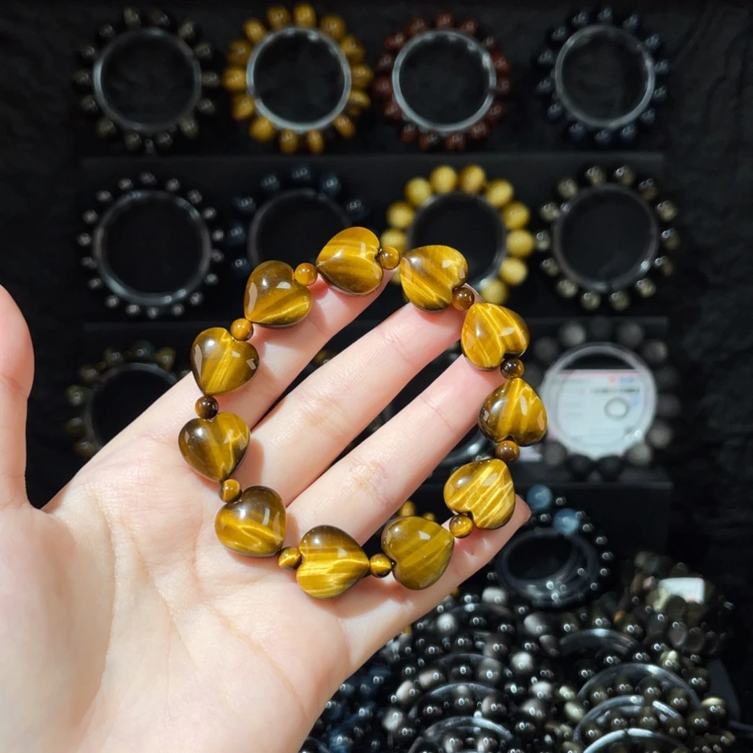 木变石未镶嵌手链爱心黄虎眼手串