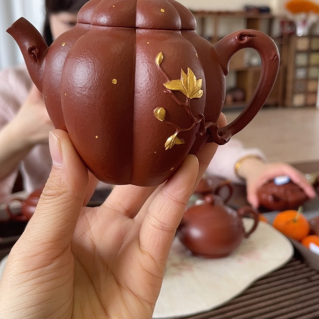 紫砂茶壶朱泥锦文器