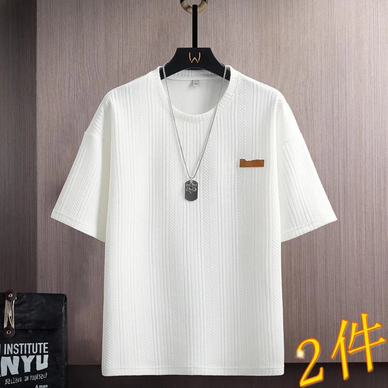 范哲萨痞帅高级感短袖ins潮牌夏季冰感肌理条纹五分袖纯色高品质