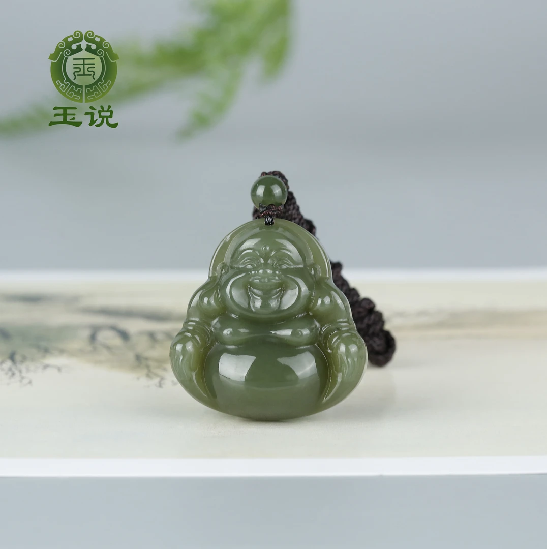 和田玉弥勒佛大肚笑佛玉佩吊坠