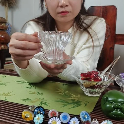 耐热玻璃无盖款妖娆咖啡杯杯碟套装