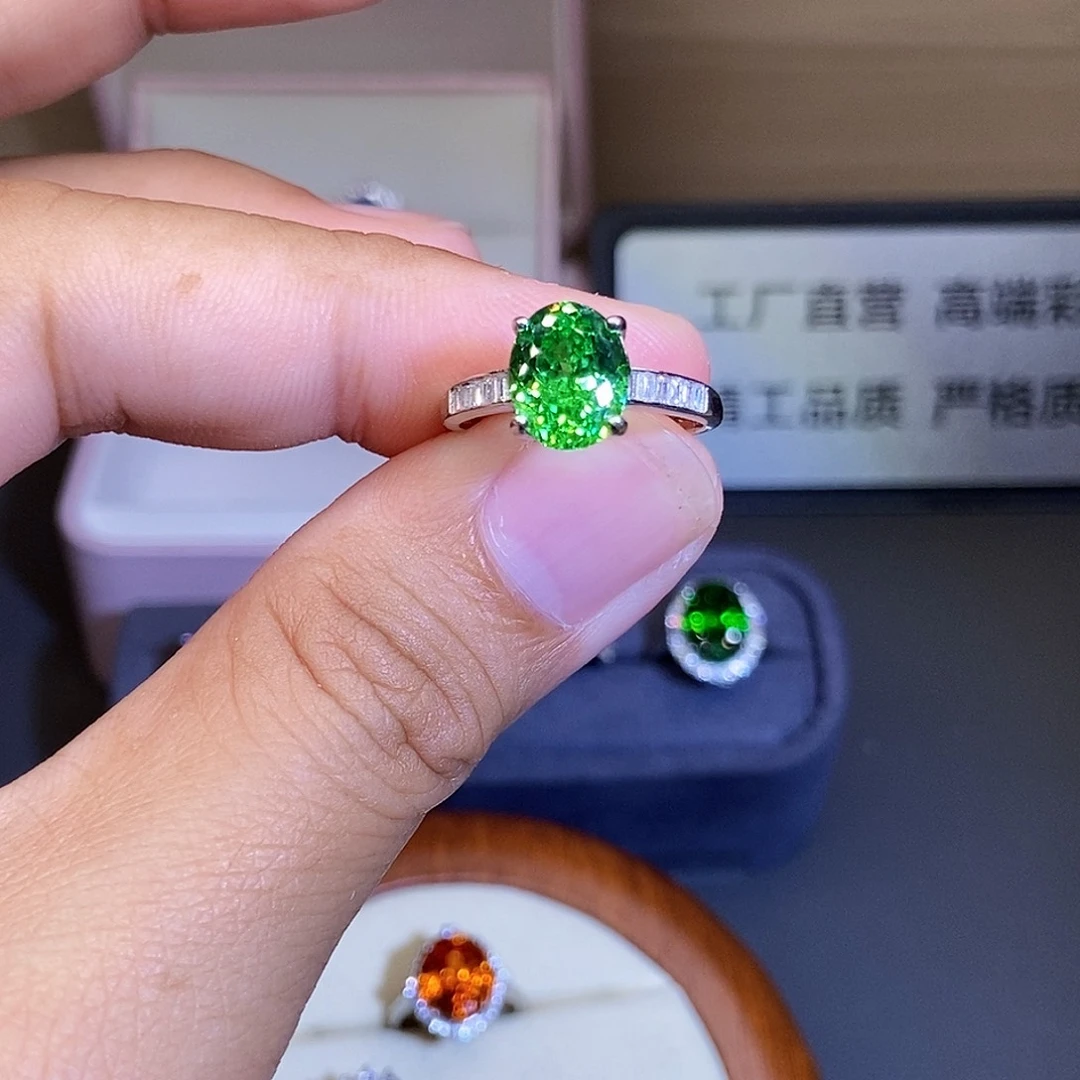 碧玺银S925镶嵌戒指
