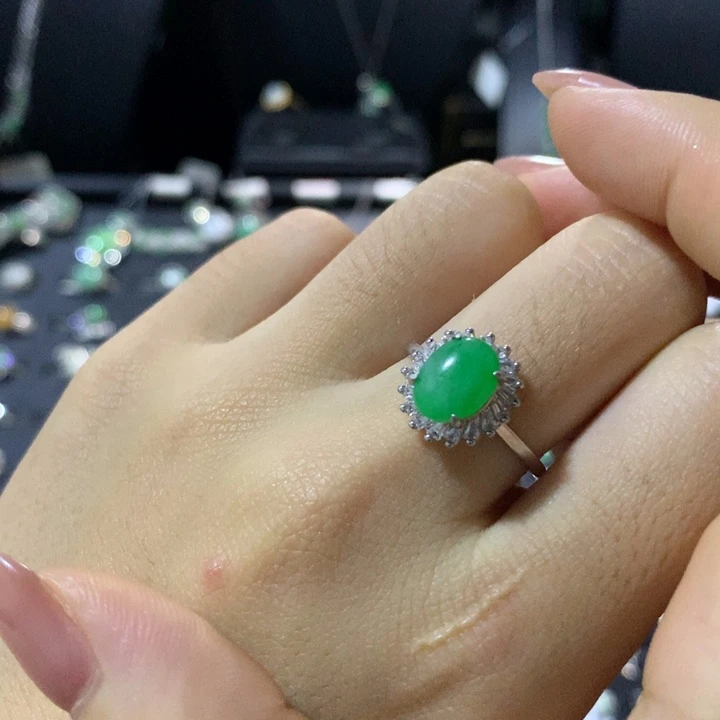 翡翠银S925镶嵌戒指