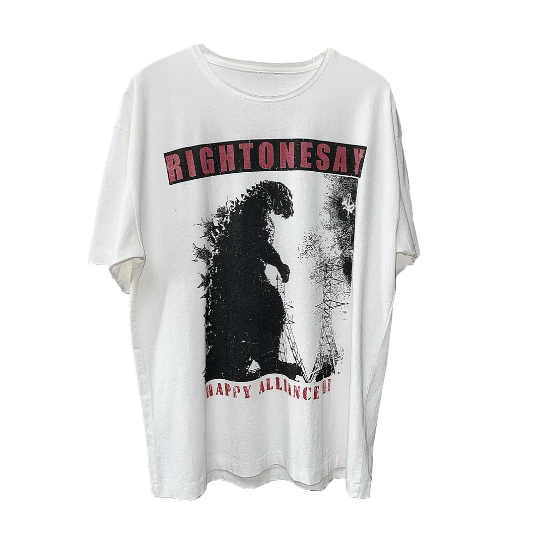 RIGHTONESAY 美式印花bootleg 哥斯拉VTG做旧T恤