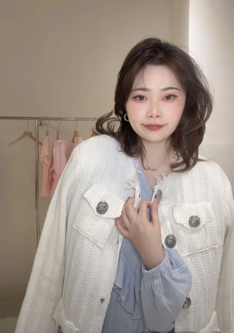 法式精致重工流苏毛边开衫外套