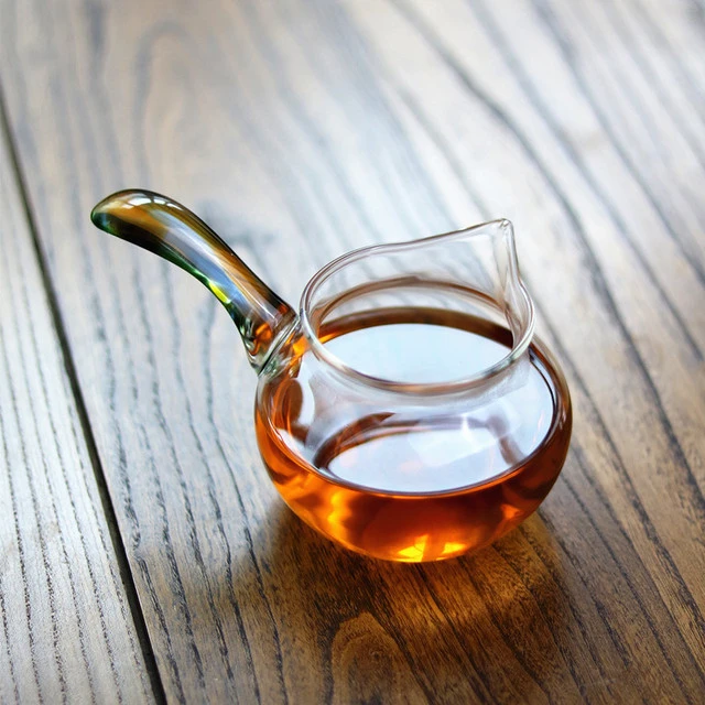 高颜值彩色侧把公道杯 女神款耐热玻璃茶海300ml功夫分茶器匀杯子