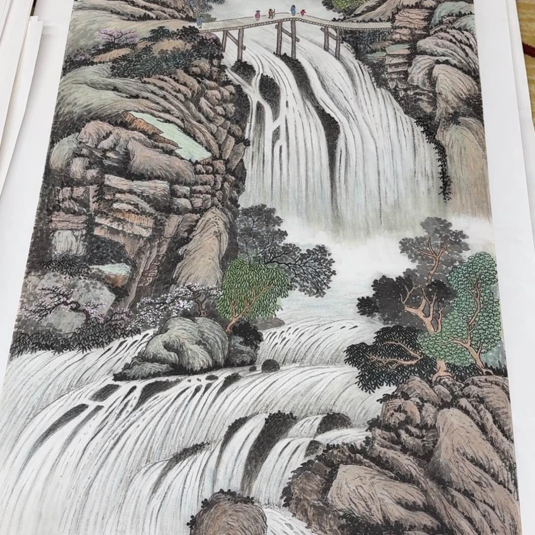 锡***虎国画四尺山水一张