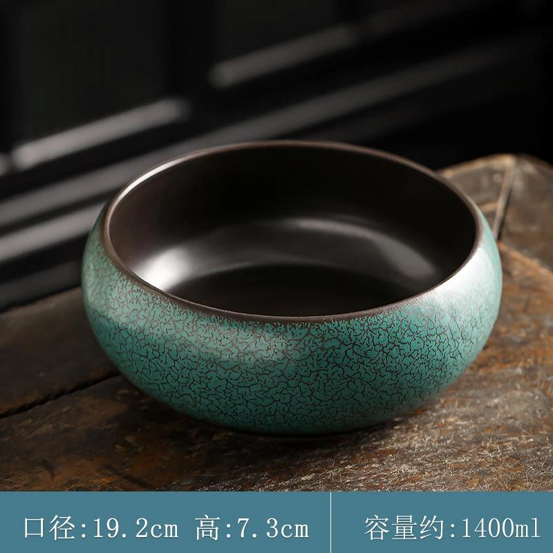 松石绿复古窑变大号茶洗茶盂废水缸家用杯洗茶道配件简约大容量
