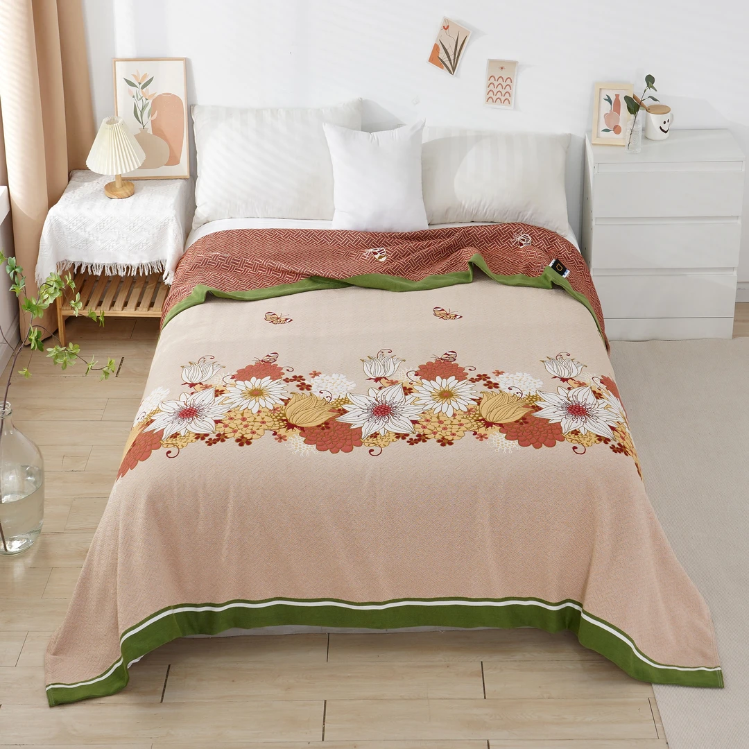 【花间舞三件套】230*250cm新款A类柔软亲肤透气舒适机洗四季用床盖