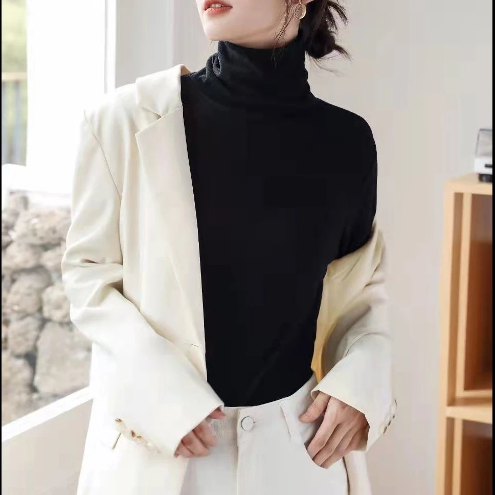 A5933【秋冬新款】时尚百搭堆堆领长袖修身打底上衣（3个颜色）