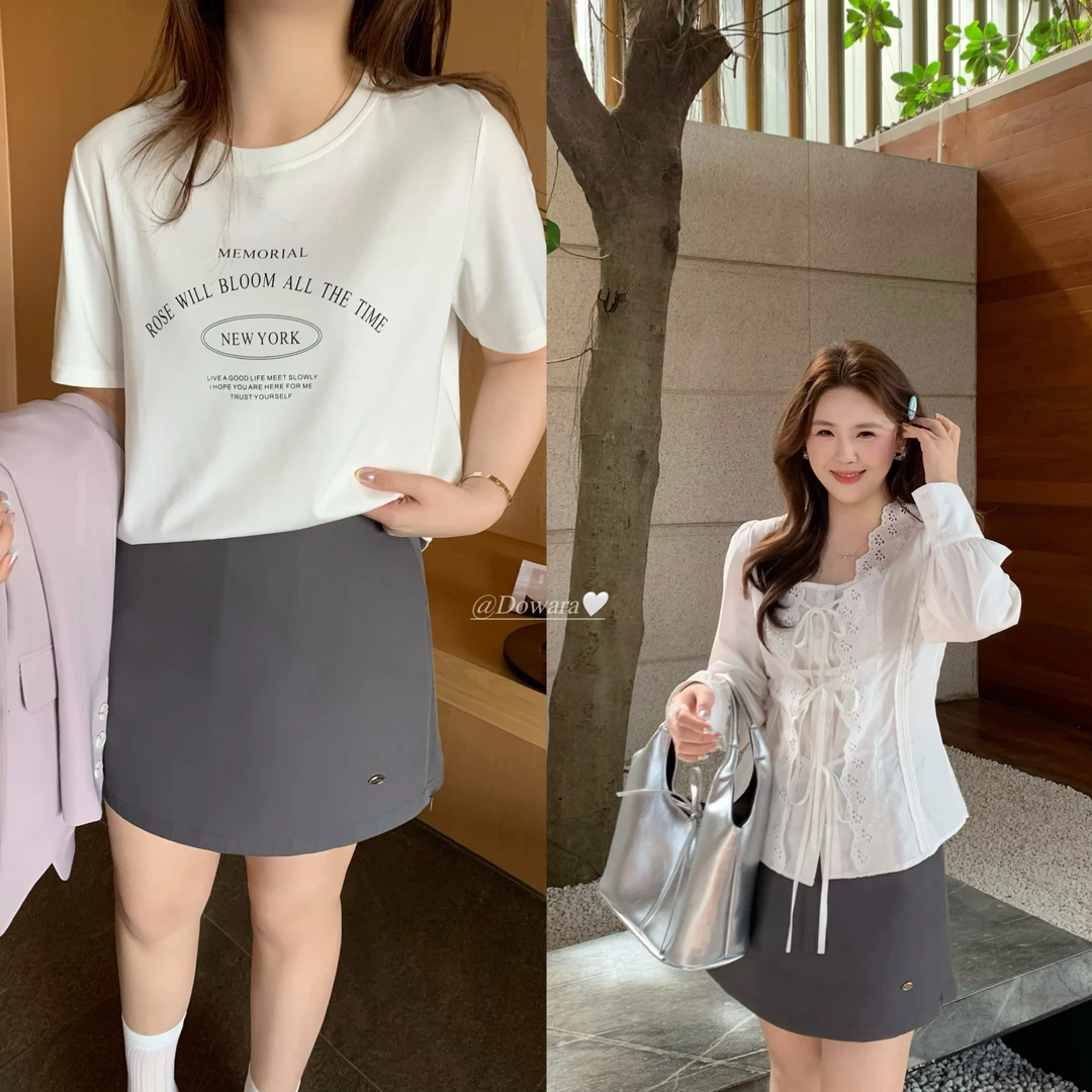 现货8002D大婉酱千千微胖定制韩系假两件短裤裙a字显瘦高腰裤裙女