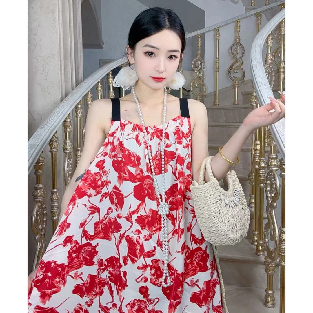 一老板【桃花酿】春夏新款百搭时尚大码连衣裙碎花女装