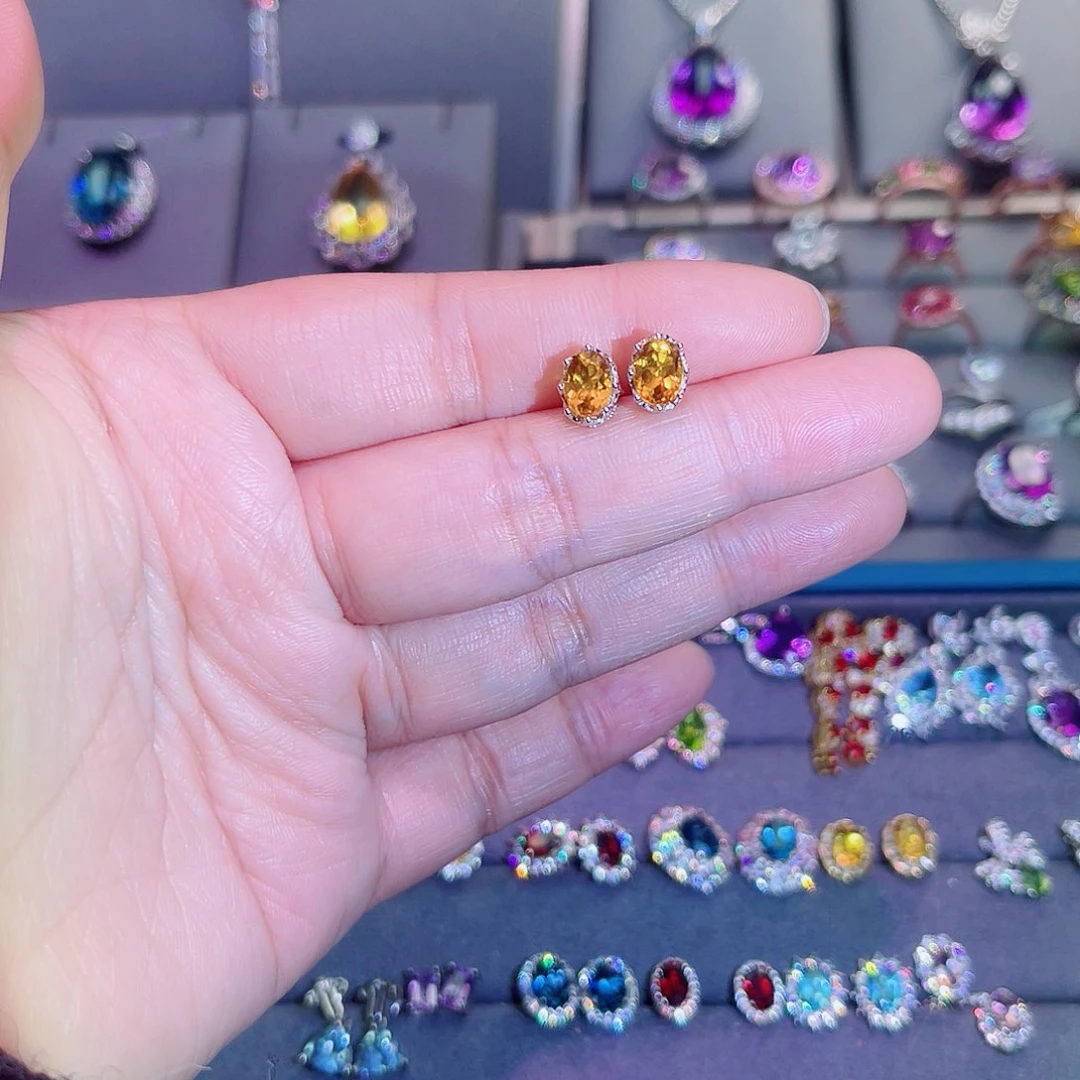 银S925镶嵌耳饰黄晶