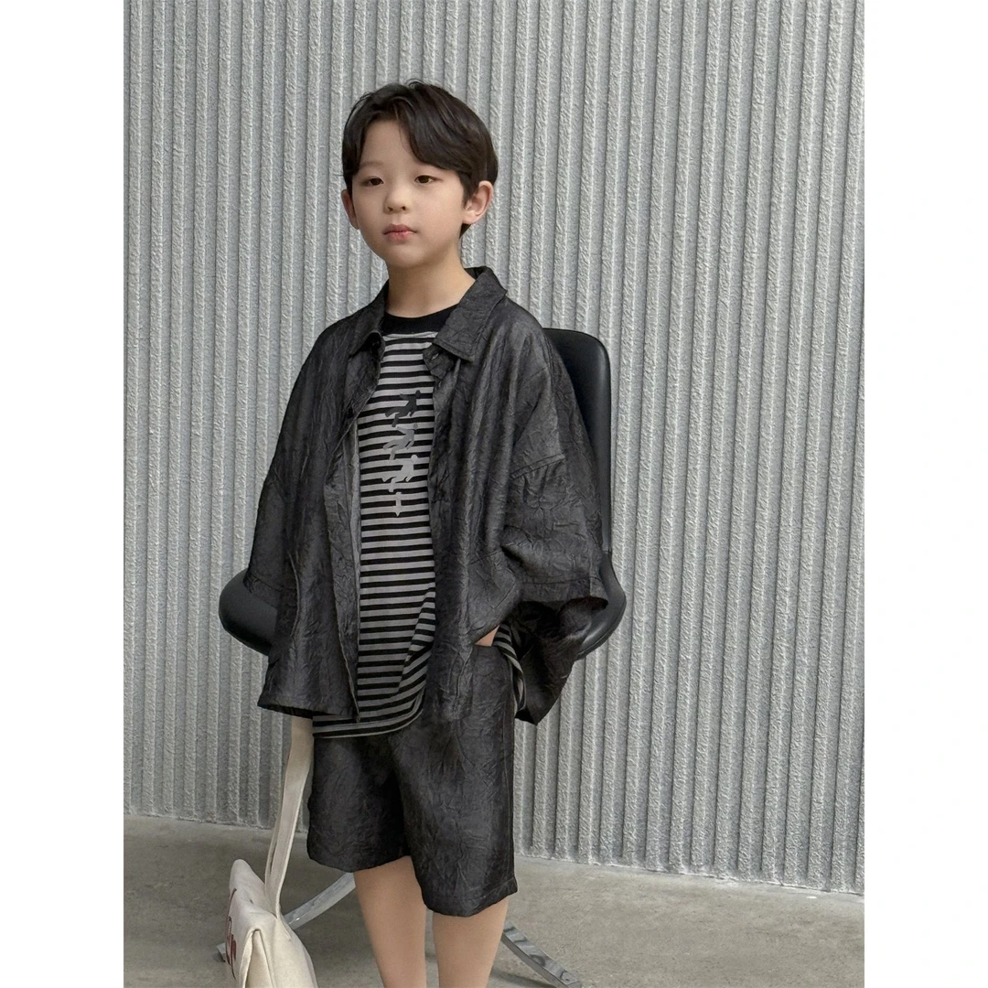 LJ-90733-TBB童装男童套装2025夏季新款韩版儿童百搭休闲套装潮童