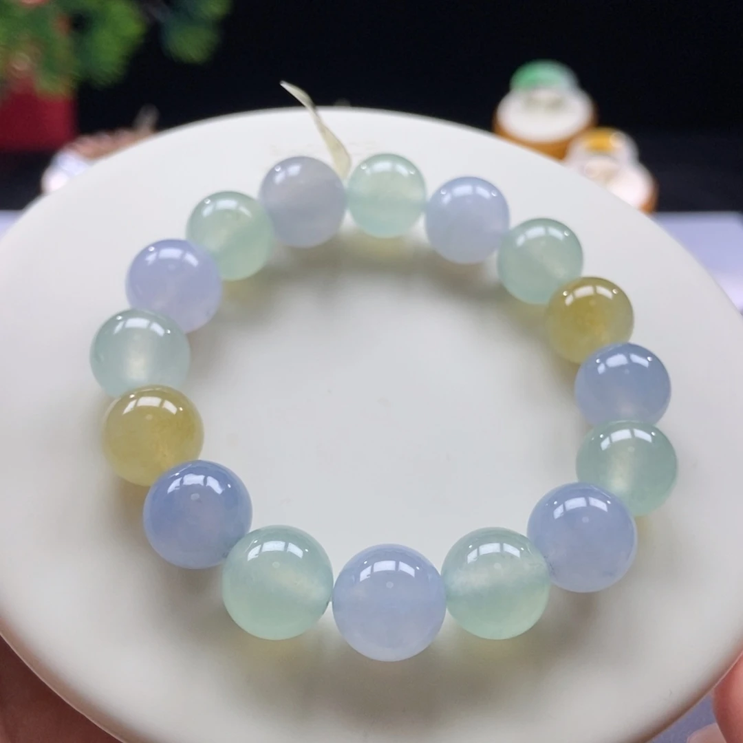 翡翠颈饰未镶嵌翡翠碧海蓝天手串卡12+