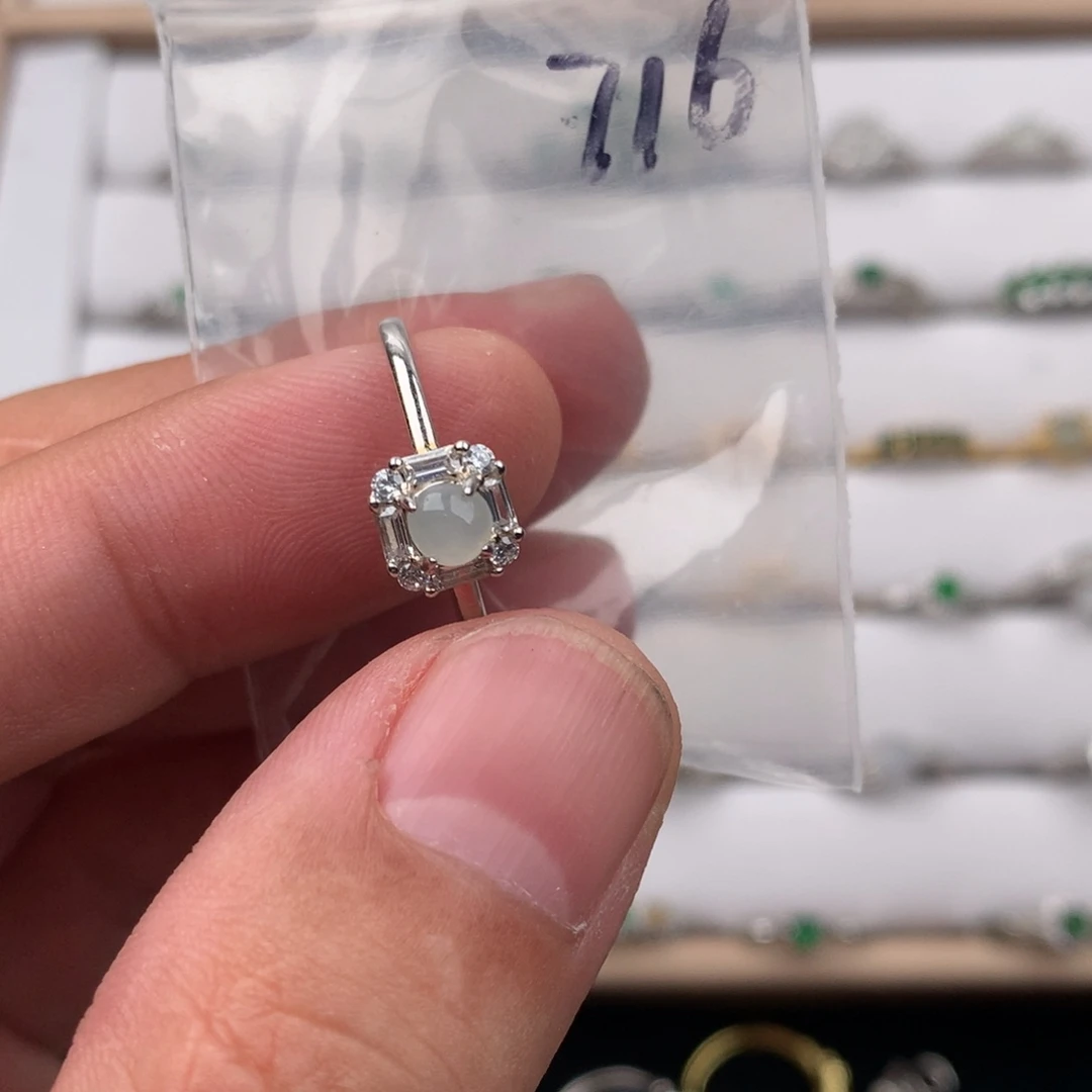 翡翠银S925镶嵌戒圈716