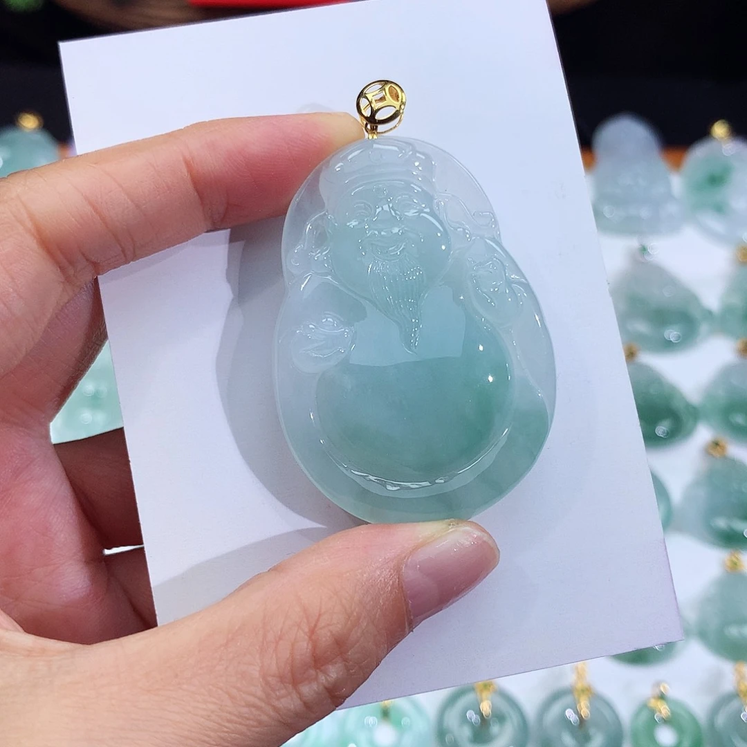 翡翠18K金镶嵌颈饰翡翠吊坠