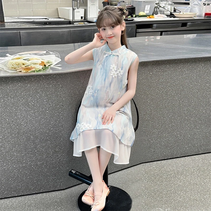 女童旗袍连衣裙2025新款夏装儿童汉服国风好看公主裙夏季女孩裙子