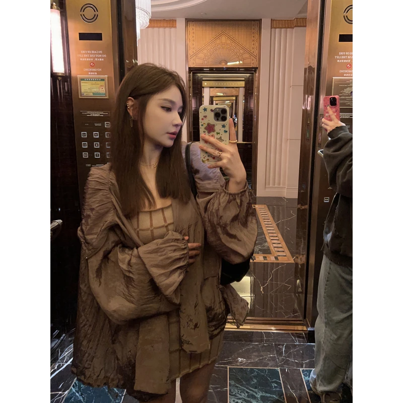 Lilylikes Cinnamon度假斗篷 透氣人丝皱防晒衣女连帽外套