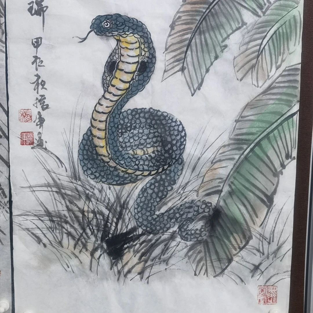 四尺三开 国画写意 金蛇献瑞