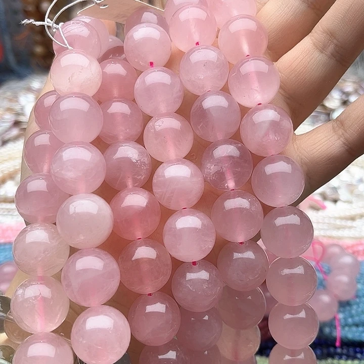 未镶嵌玛瑙/玉髓珠宝半成品一条16mm左右粉晶