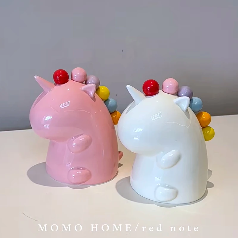 独角兽水果叉不锈钢高级感可爱收纳罐套装儿童安全可爱彩色小叉子