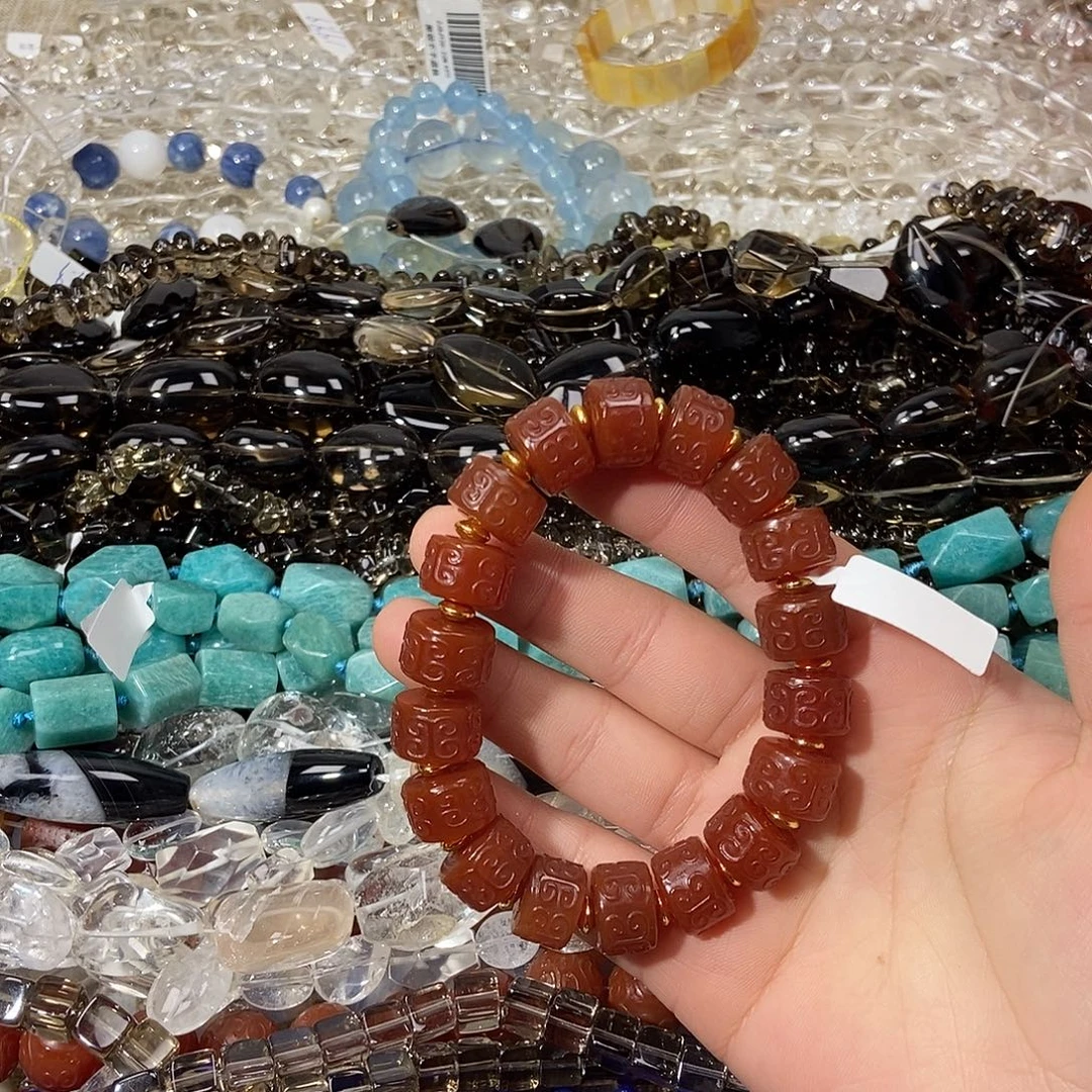 玛瑙/玉髓散珠老玛瑙回纹珠