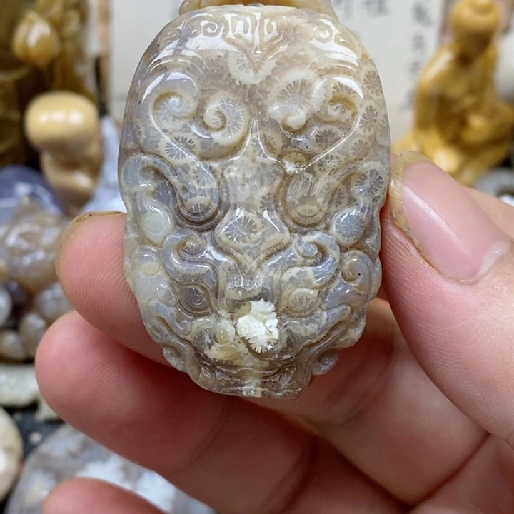 颈饰未镶嵌硅化珊瑚（珊瑚玉）有瑕