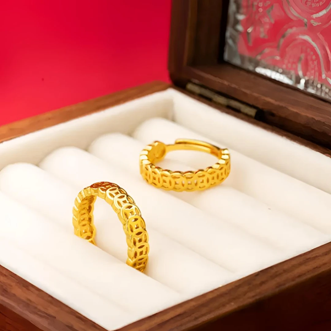 素圈复古开口戒暴富小铜钱轻奢百搭款