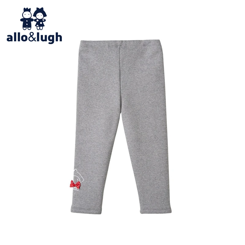 【反季加绒】阿路和如女童长裤子2024秋冬新女宝蝴蝶结加厚款打底裤