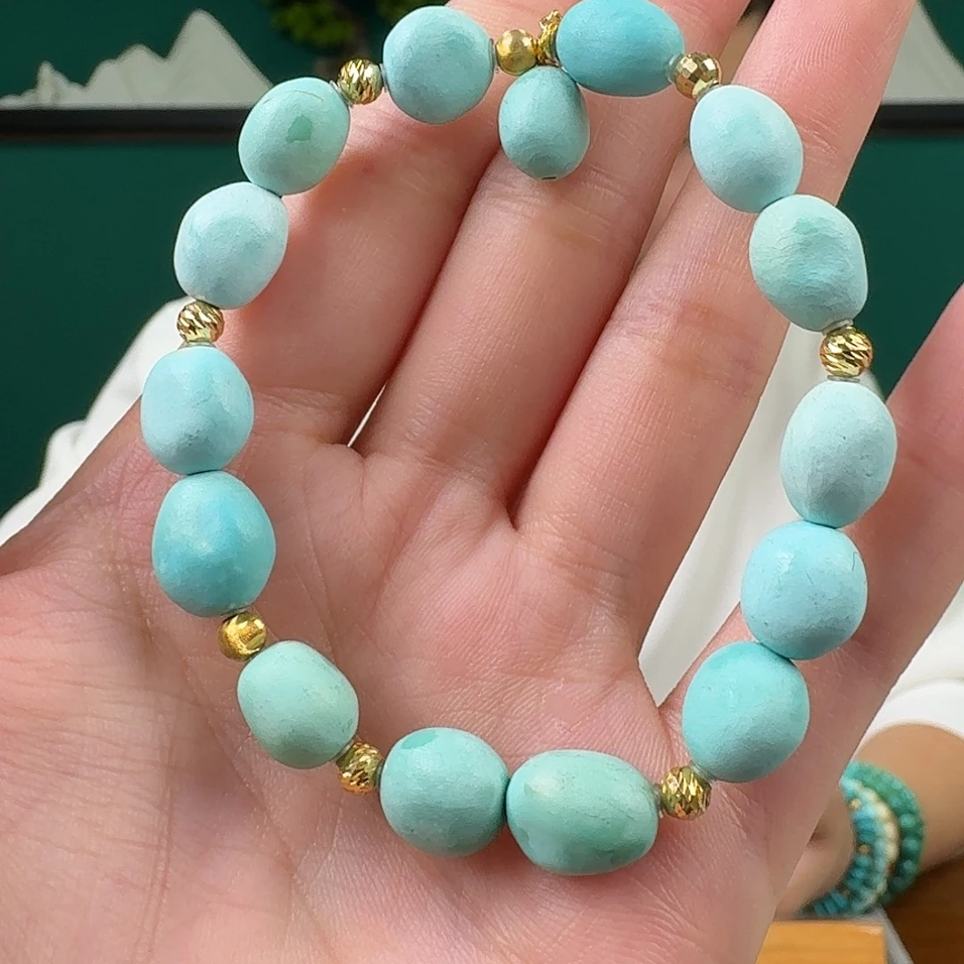 绿松石18K金镶嵌珠宝奇石