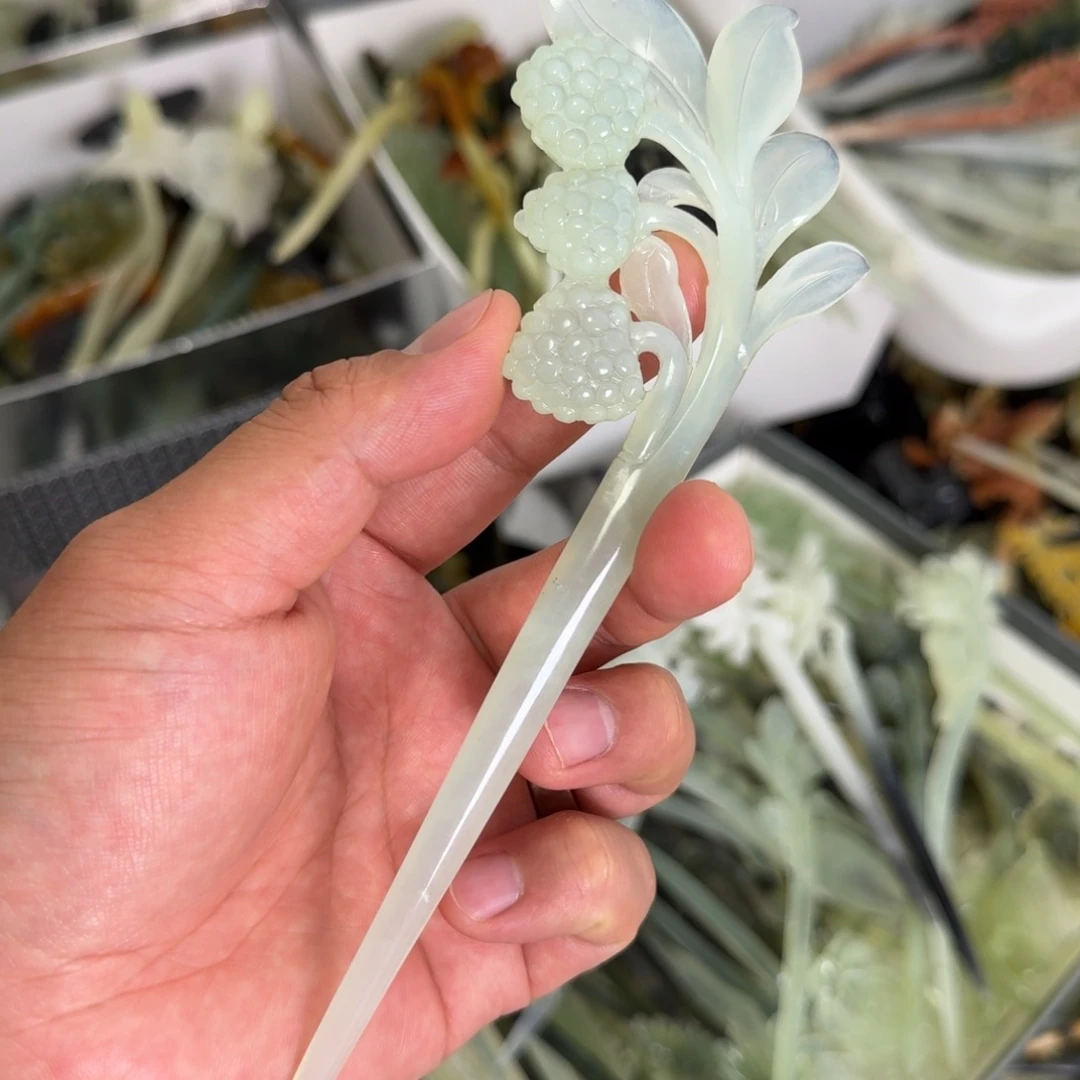 岫玉未镶嵌发饰明君玉簪就是好看
