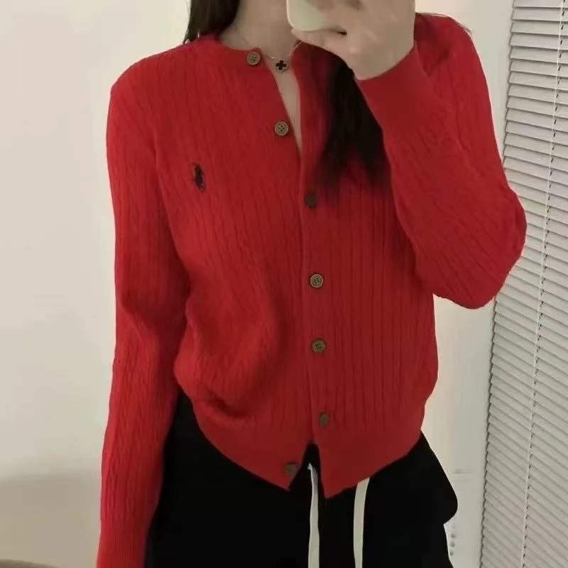 复古刺绣针织开衫麻花毛衣外套女2025秋季新款宽松长袖休闲上衣潮