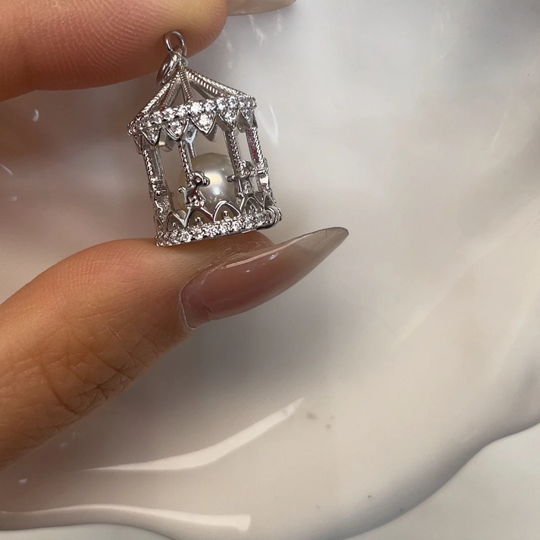 海水珍珠银S925镶嵌吊坠(不含链)