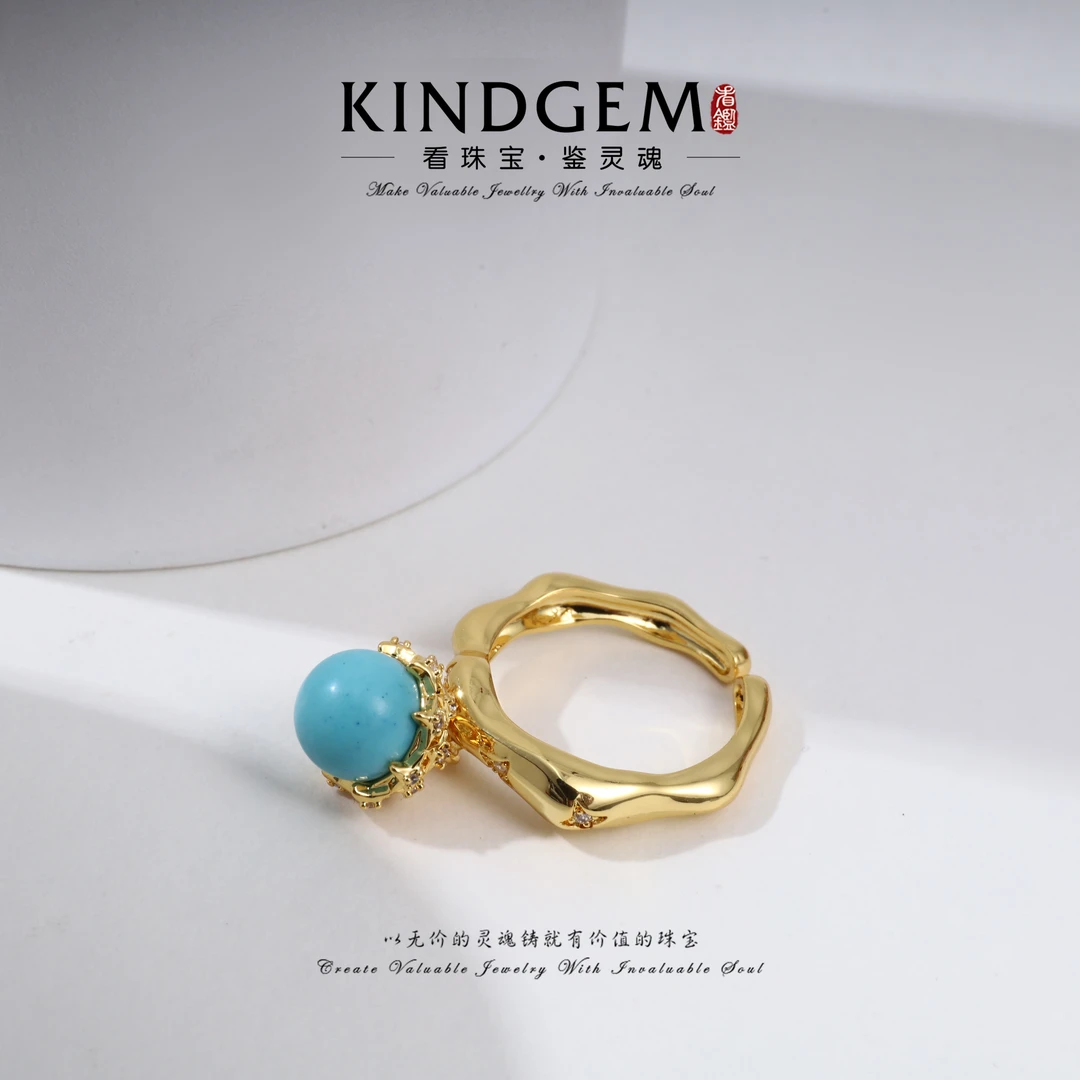 铜合金锆石戒指 KindGem轻奢气质精致开口戒指 C-35221