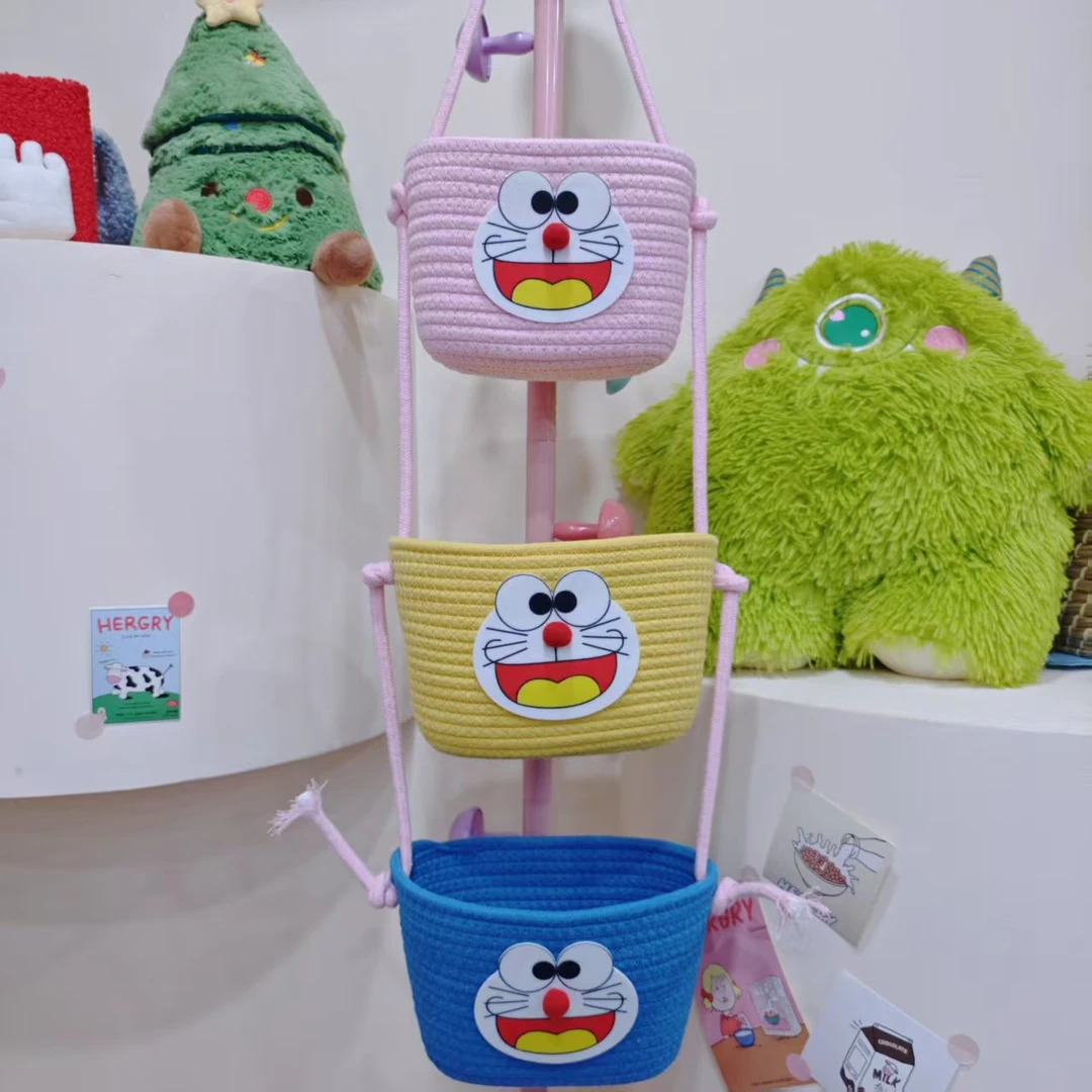 哆啦A梦三层卡通挂篮杂物袜子钥匙创意家用卫生间床头收纳筐挂式