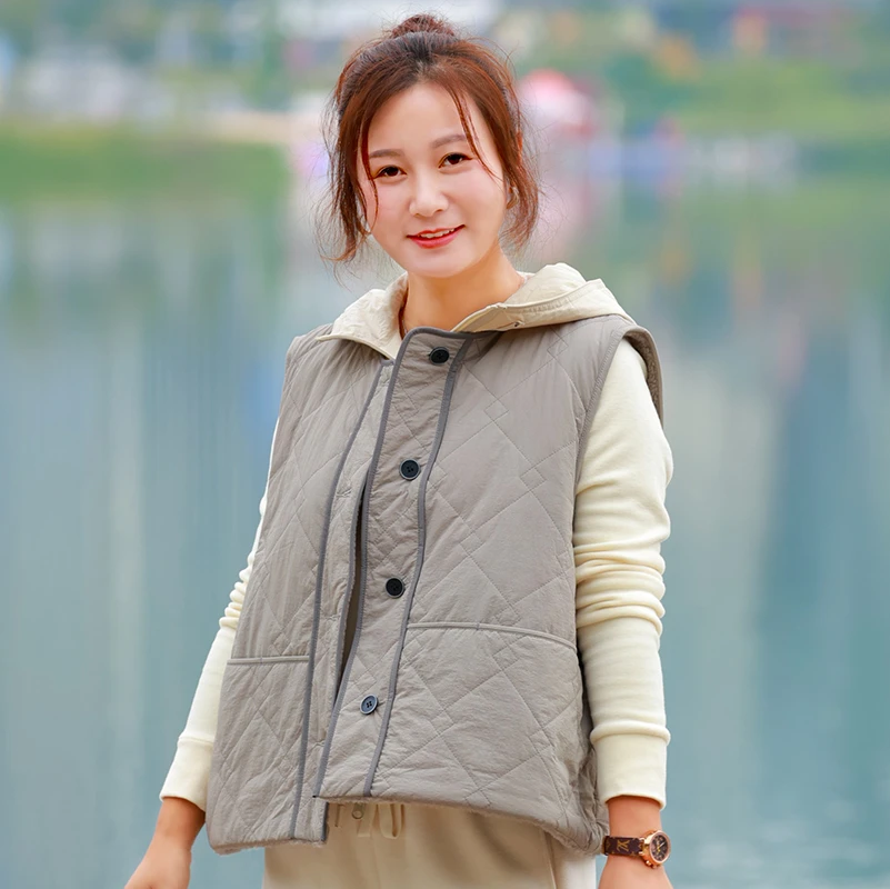 秋冬百搭宽松外搭无袖棉马甲女装背心