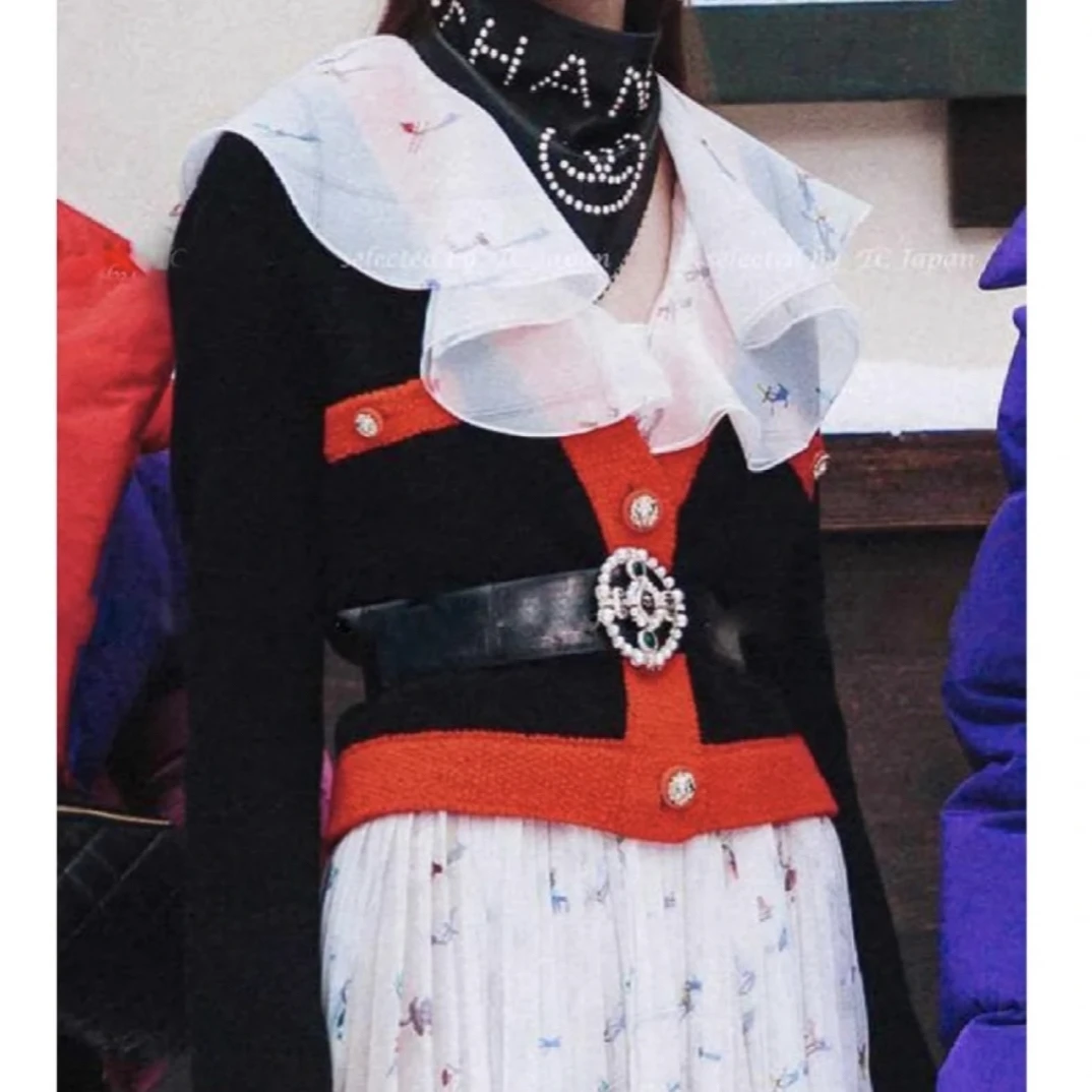 95新 Chanel/香奈儿 19K 雪场系列拼色羊绒针织衫显白38码95新