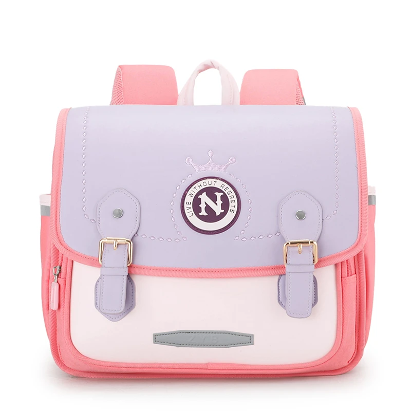 小学生横版书包1-3-5年级护脊减负男孩英伦风背包大容量双肩包女