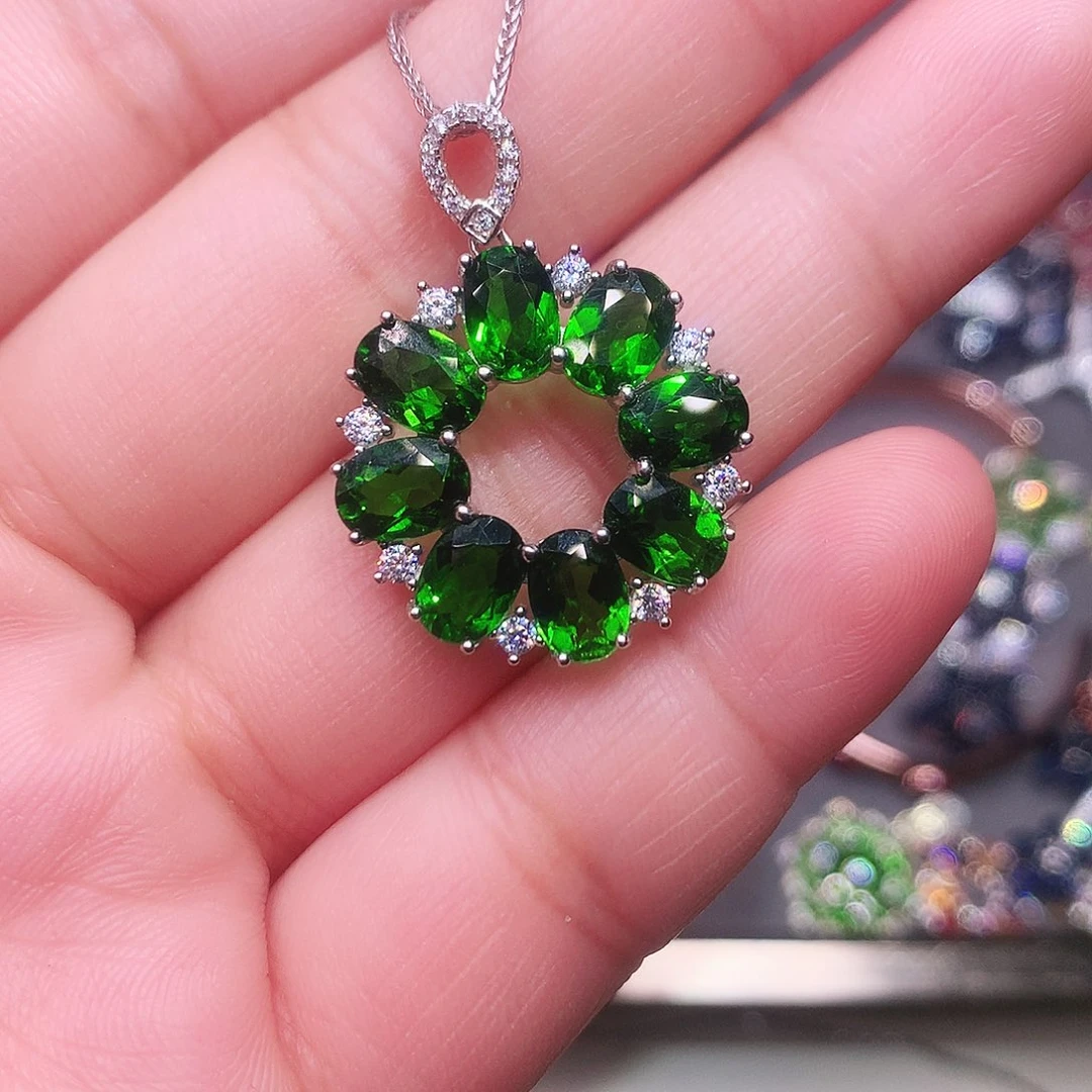 吊坠银S925镶嵌透辉石