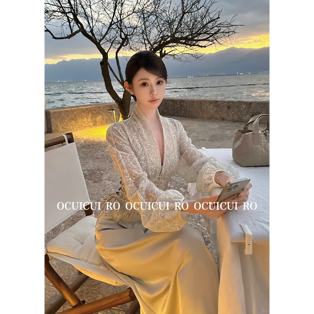 CUI CUI 崔崔【蝶梦云裳】设计感法式纯欲绝美气质长袖套装女C02515