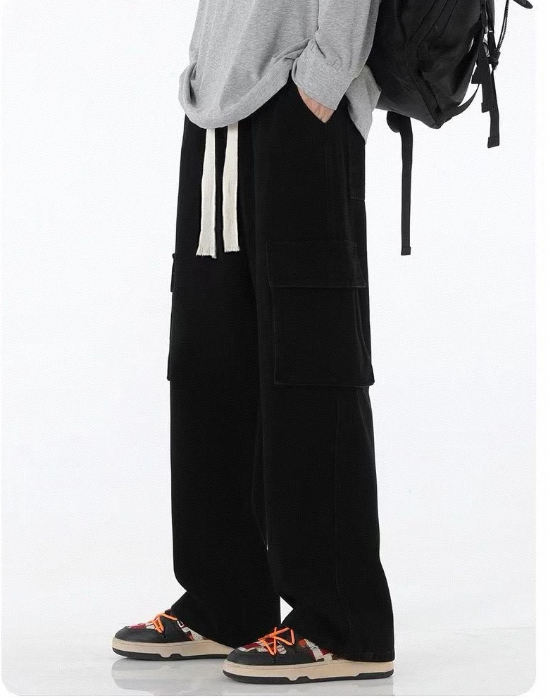 高街工装裤子春秋宽松直筒美式潮牌牛仔裤男士冬季阔腿长裤潮流