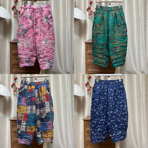 439苎麻双层印花时尚老爹裤（裤长84臀围120）