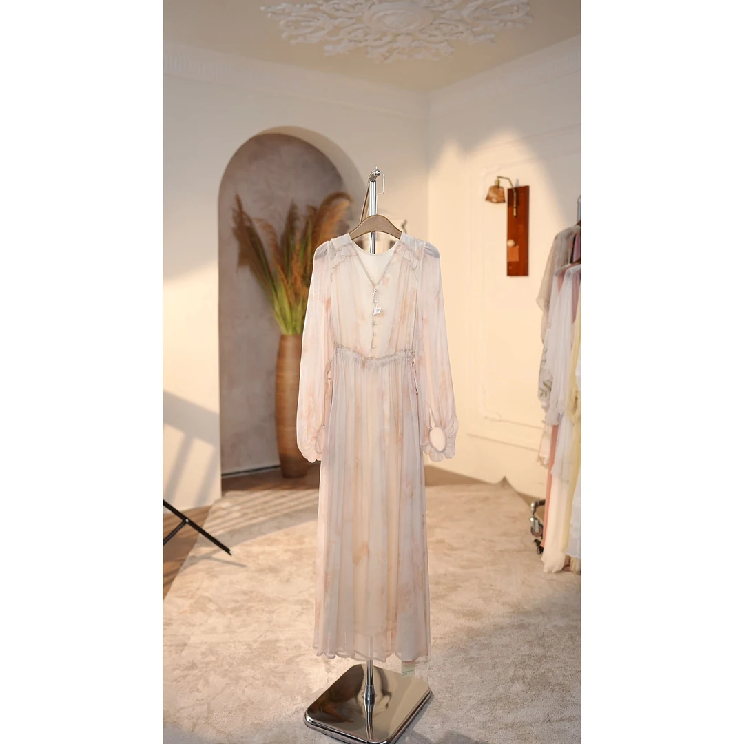 【2025-文文】重磅100桑蚕丝连衣裙Y25C9028-3纯欲慵懒风女装