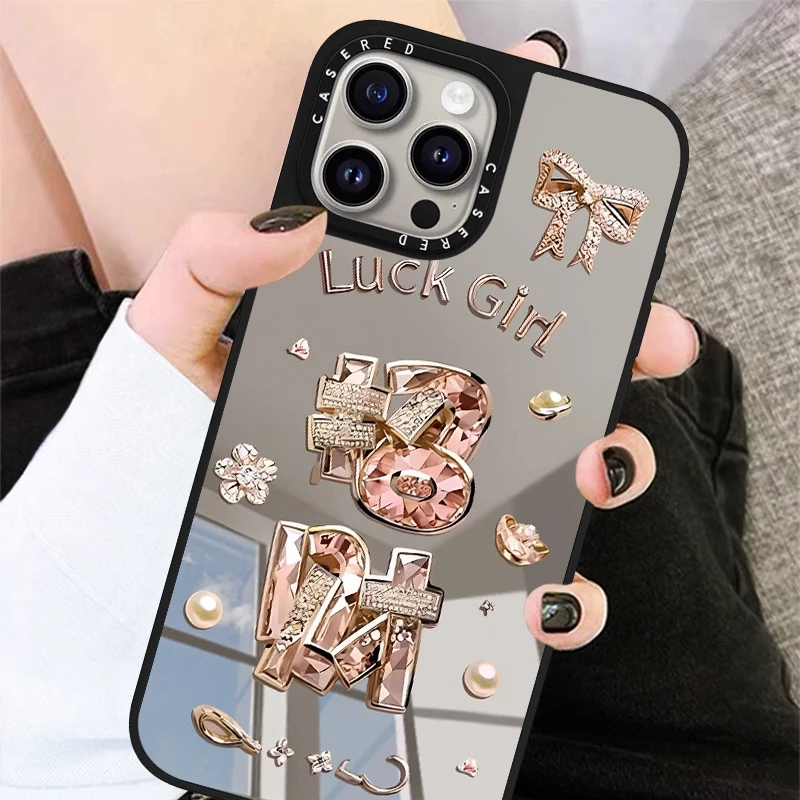 闪闪招财适用苹果16promax手机壳iphone15女14pro高级镜面新款13