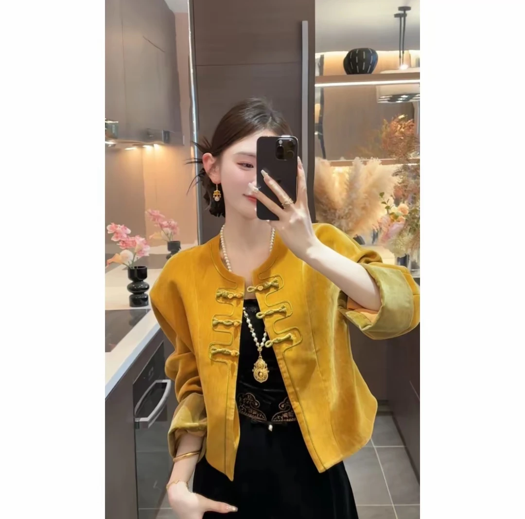 周粥铭顺-【花好月圆】2025新款新中式乔琪绒盘扣外套JJQ5WT5572